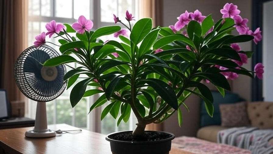Calandiva Plant with fan for air circulation indoors
