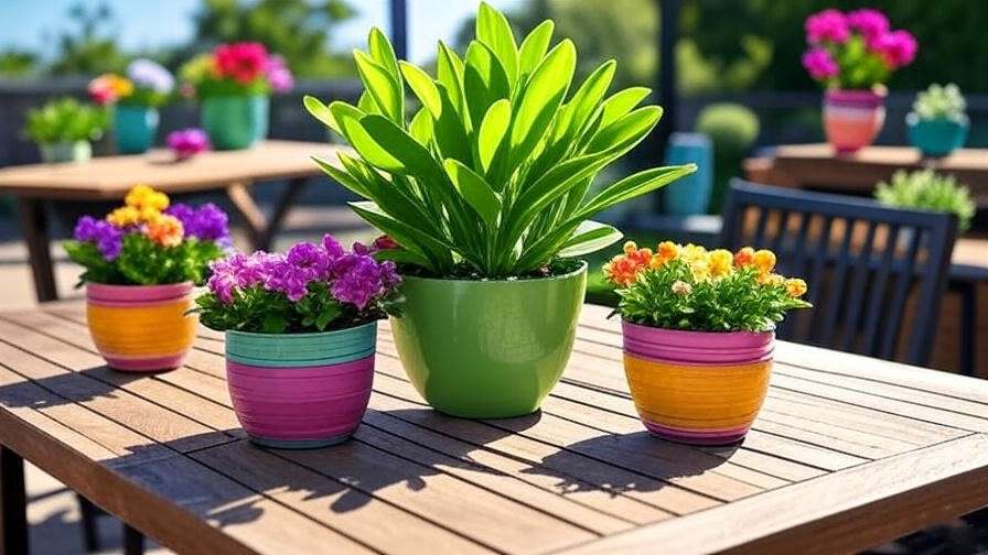 Calandiva Plant centerpiece on patio with matching pots