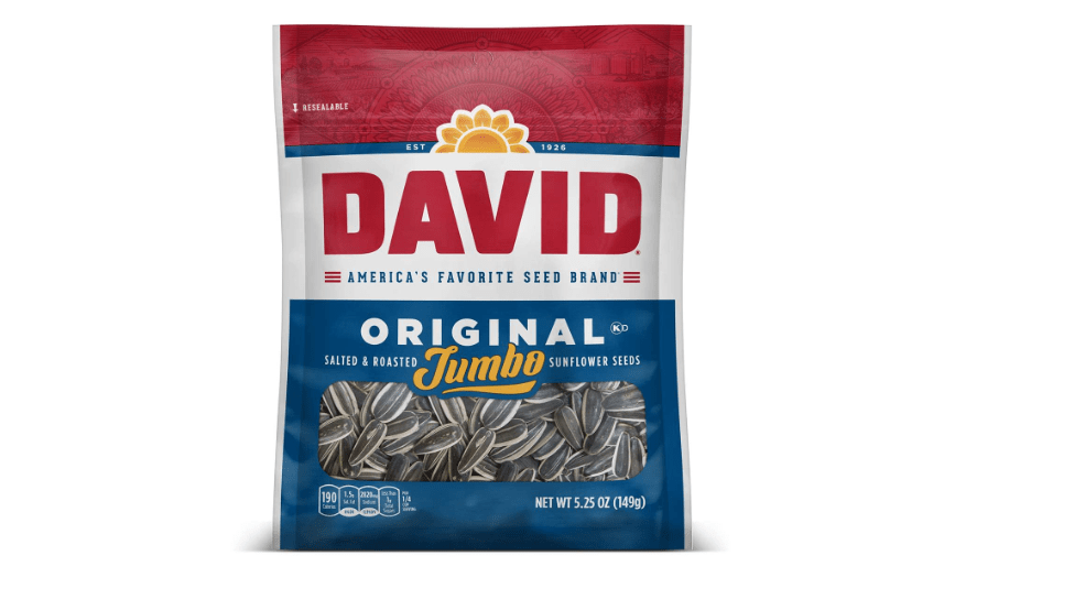 DAVID Roasted and Salted Jumbo Sunflower Seeds, Original Flavor, 5.25oz.