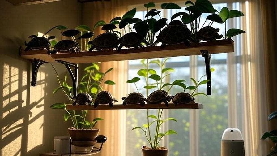 String of turtles plant on shelf with sheer curtains and humidifier in well-lit room.