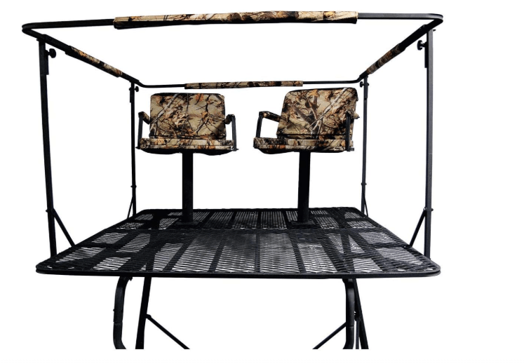 Guide Gear 12' Hunting Climbing Tree Stand Tower with Ladder, 2 Person Treestand, Hunting Gear, Equipment, and Accessories