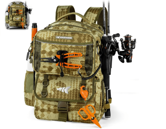 KastKing BaitSpace 50L Fishing Tackle Backpack with Removable Bait Binder,2 Rod Holders Storage Fishing Gear and Equipment