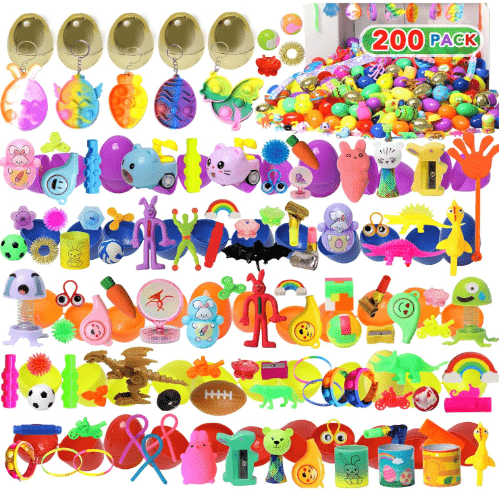 200 Pcs Prefilled Easter Eggs with Toys Inside,Easter Basket Stuffers,Surprise Easter Egg Fillers,Easter Toys Bulk,Easter Egg Hunt,Prizes Classroom Events,Easter Gifts,Eggs Fillers,Easte Party Favors
