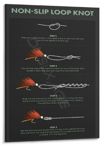 Non-Slip Loop Knot Fishhook Knot Poster Canvas Painting Posters And Prints Wall Art for Living Room Bedroom Decor 24x36inch(60x90cm) Frame-style