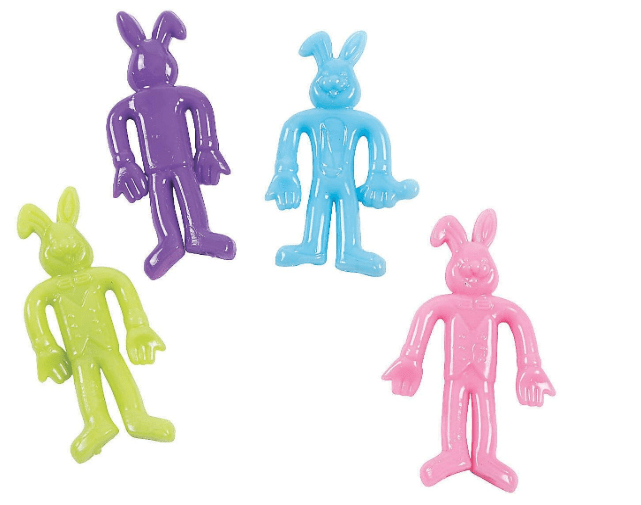 Fun Express Easter Stretchy Bunnies - Fun Colorful Toys for Kids - Perfect for Easter Egg Hunts, Party Favors, and Seasonal Celebrations - 72 Pieces