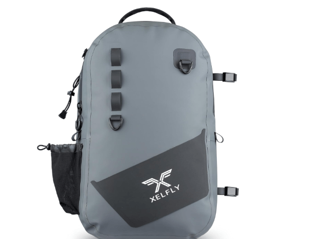 Waterproof Fishing Backpack with Rod Holder, Inflatable Air Valve, Gear Loops, Submersible Zipper