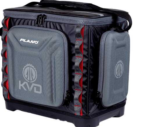 Plano KVD 3700 Signature Series Tackle Bag, Black with Red Accents, Water-Resistant TPE Coated Fabric, Premium Customizable Fishing Storage, Soft Tackle Bag