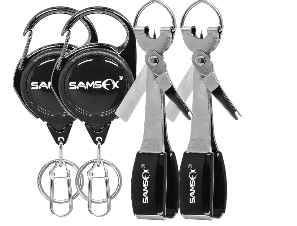SAMSFX Fishing Knot Tying Tool, Multifunctional Fly Fshing Nippers, Quickly Tie Fishing Knots for Hooks, Lures and Flies, Fishing Clippers with Retractor