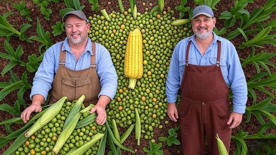 Efficient land use in intercropping with corn and beans arranged in a productive farm layout.