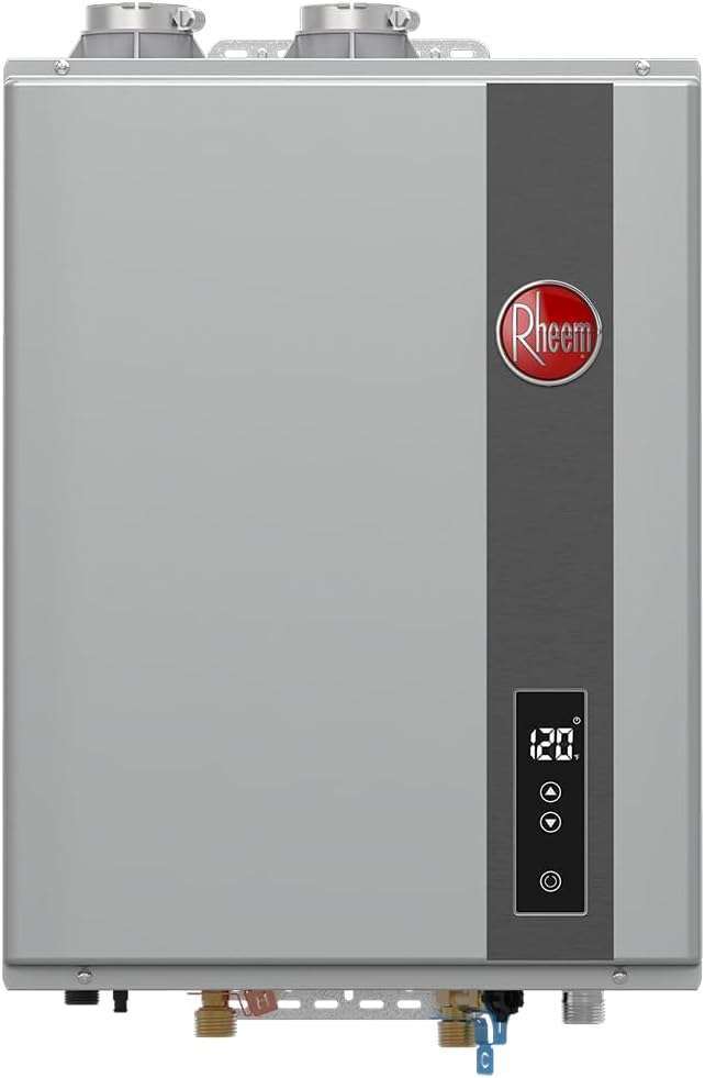 Rheem RTGH-95DVLN-3 RTGH Series 9.5 GPM 199,900 BTU 120 Volt Residential Indoor Natural Gas Tankless Water Heater Stainless Steel