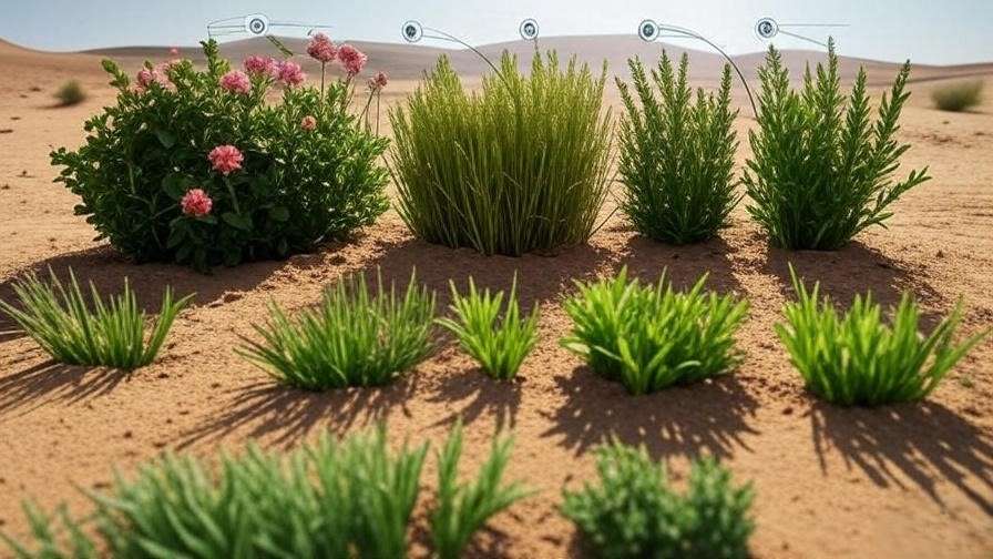 Visual representation of crop rotation benefits for desert rose cultivation in arid environments improving soil health and pest management.