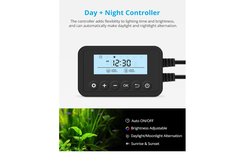 NICREW SkyLED Plus Aquarium Plant Light, Freshwater Fish Tank Light with Ramp Up and Dim Down, Spectrum Adjustable and Lighting Schedule Programmable 