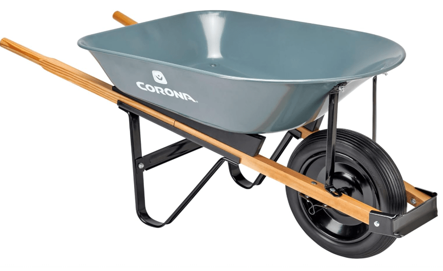 Corona 5 Cubic Foot Wheelbarrow in A Box Heavy Duty Garden Cart with 15 Inch Flat Free Tire for Outdoor Gardening, Yards, Planting