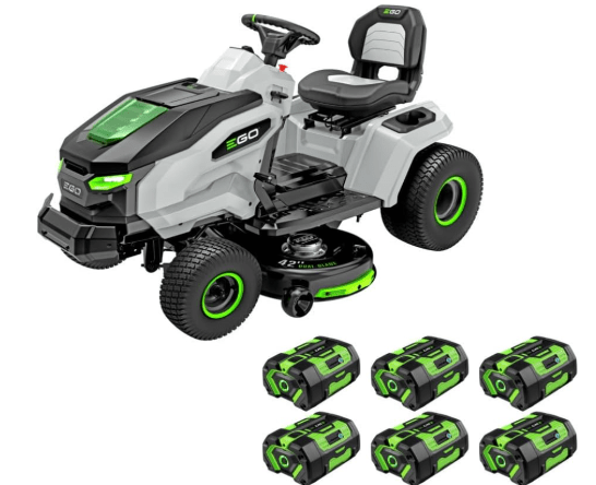 EGO ZT4204L 56-Volt 42-Inch Z6 Zero Turn Riding Mower with Peak Power Technology, (4) 10.0Ah Battery, 1600W Charger Included Plus Extra (2) BA2800T 5.0Ah Battery