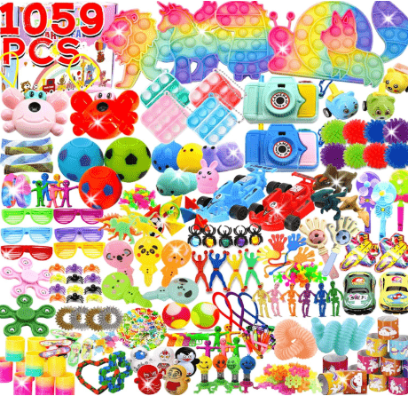 1000+ PCS Party Favors for Kids, Fidget Toys Pack, Birthday Gift,Christmas Stocking Stuffers,Christmas Gift,Treasure Box, Goodie Bag Stuffers, Carnival Prizes,Pinata Filler Sensory Toy for Classroom