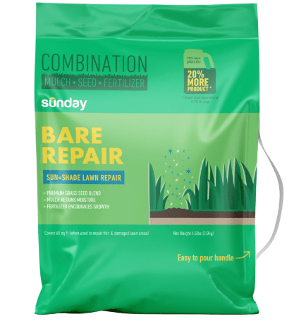  Sunday Bare Repair Sun and Shade Grass Seed Spot Treatment - Grass Seed for Shade and Hard to Grow Areas - Lawn Patch Repair That Works in 14 Days or Less