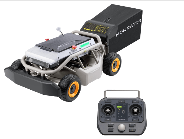 Remote Control Lawn Mower S1 4WD 56V18Ah, Multi-Functions RC Lawn Mower with 1.5-4.3 Inch Cutting Height 21 Inch Real Blade for 75% Slope(37°) with Mowing 1.12 Acres