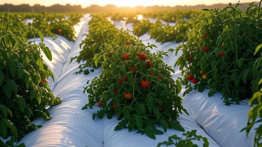 Tomato and pepper crops with reflective mulching under sunlight for optimal growth