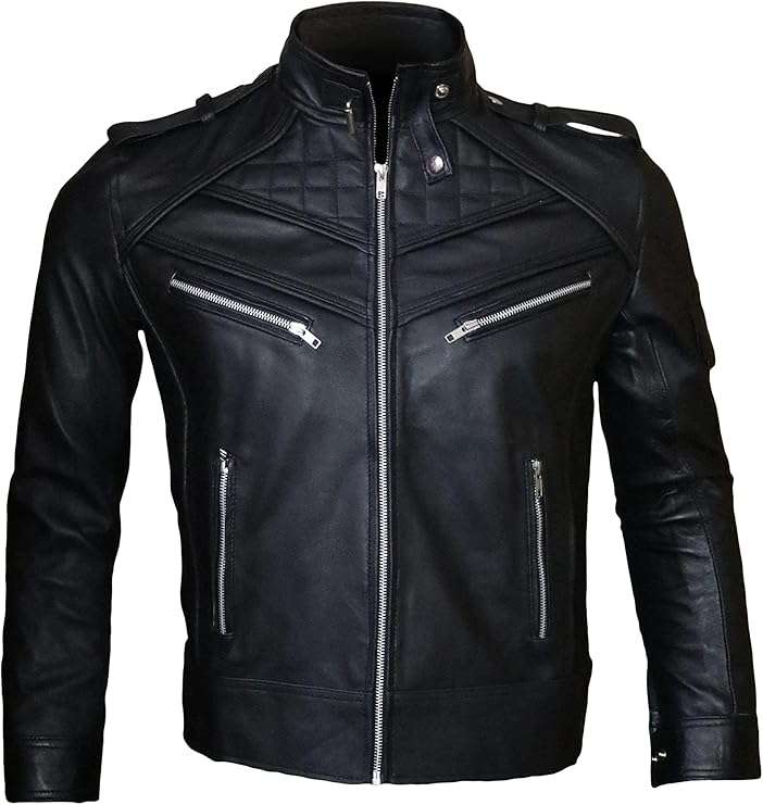 Black Genuine Lambskin Leather Jacket-Biker Jacket-Vintage Jacket-Motorcycle Jacket.