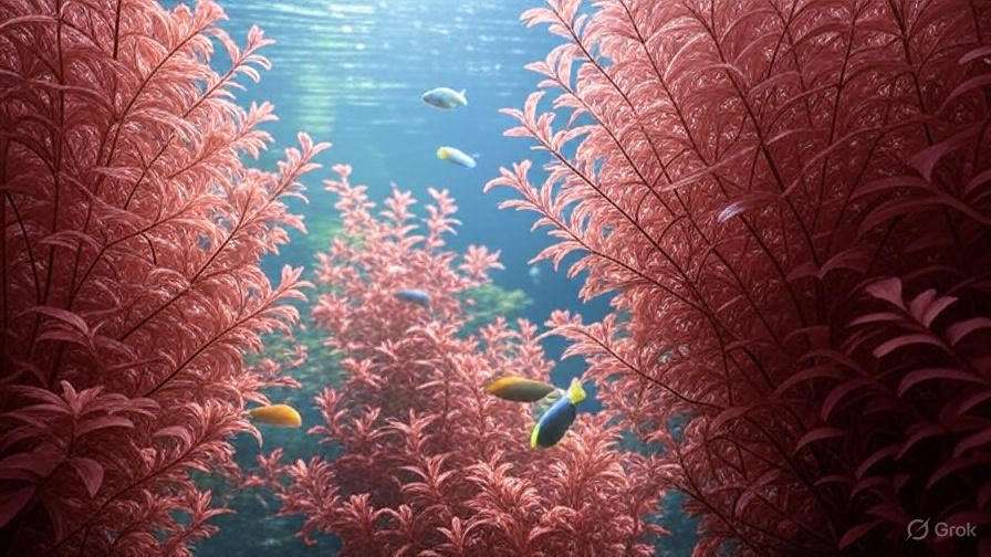 Background Rotala Rotundifolia red aquarium plants with colorful fish