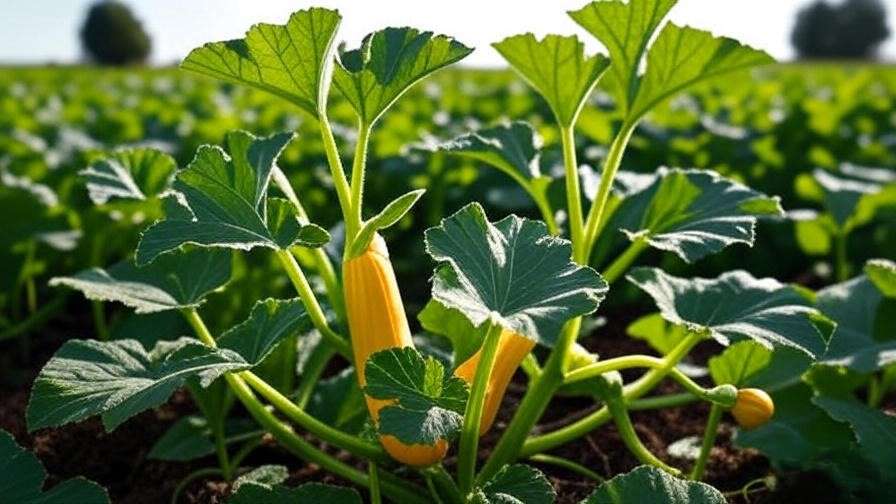 Maize and squash plants competing for space in a poorly managed intercropping system.