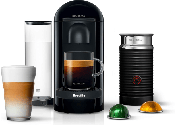 Nespresso Vertuo Plus Coffee and Espresso Maker by Breville, Ink Black with Aeroccino Milk Frother