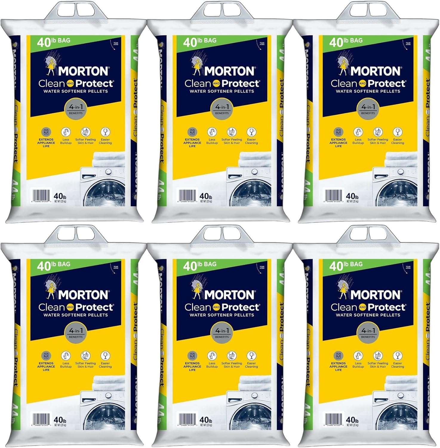 Generic (6 Pack) - 40lb bags, Morton Clean and Protect Water Softener Salt Pellets