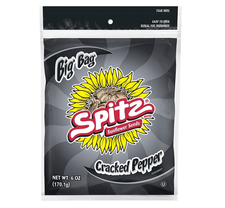Spitz Cracked Pepper Flavored Sunflower Seeds, 6 oz Bag (Pack of 12) 