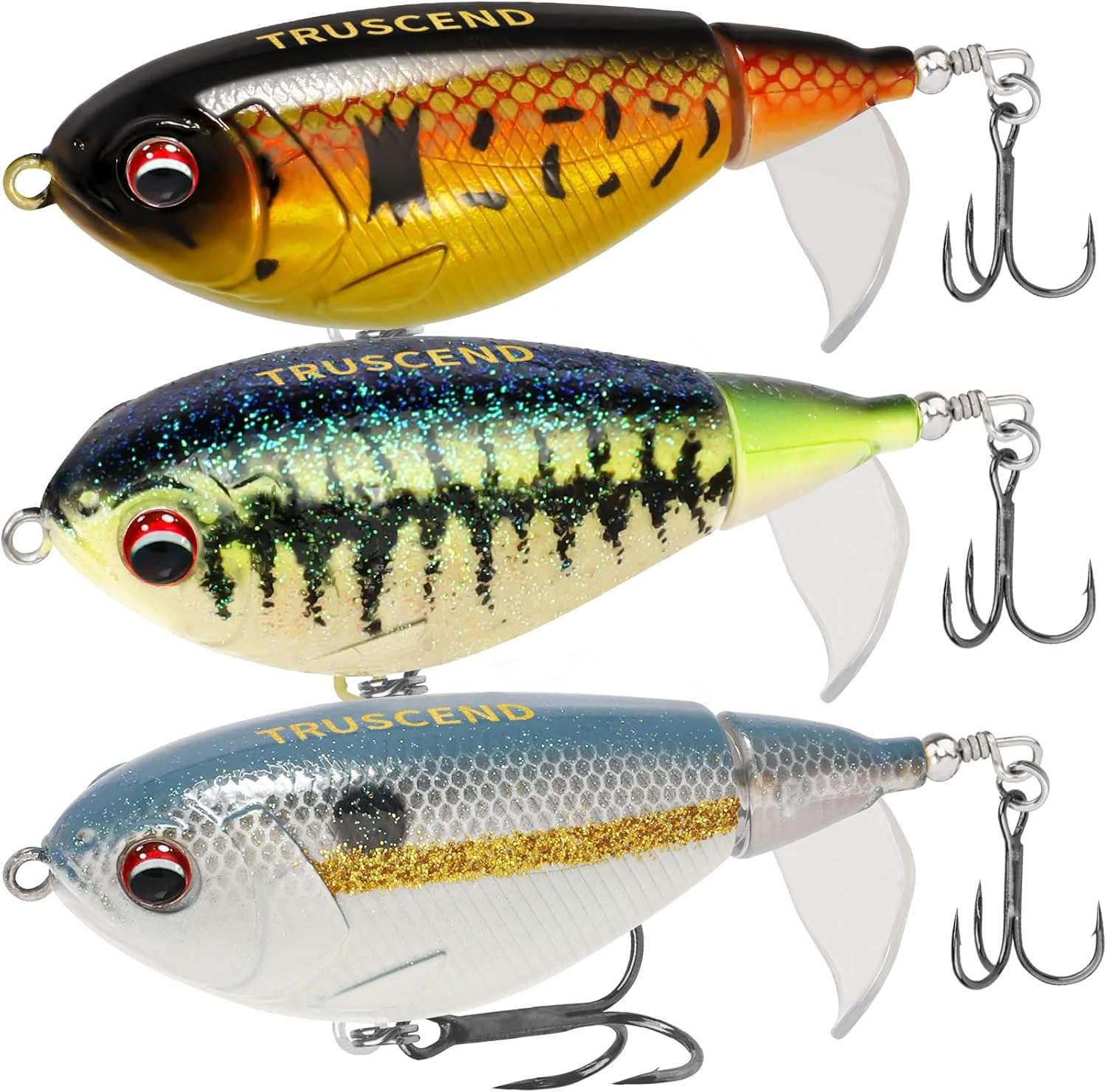 TRUSCEND PoPobait with BKK Hooks, Top Water Plopper Fishing Lures for Bass Walleye Pike Catfish Musky Perch, Floating Lure for Freshwater or Saltwater, Amazing Teasers Fishing Gifts for Family Fishing

