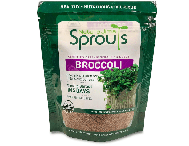 Nature Jims Sprouts Broccoli Sprout Seeds - Certified Organic for Indoor/Outdoor Use - Rich in Sulforaphane Healthy, Nutritious Broccoli Seeds Sprout in 5 