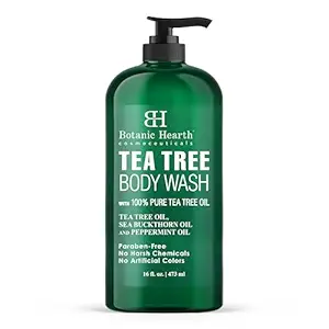 Botanic Hearth Tea Tree Body Wash | 16 Fl Oz | Helps Soothe Itchy, Dry Skin, Antifungal Body Wash With 100% Pure Tea Tree Oil | Sulfate Free, Paraben Free, For Men And Women 