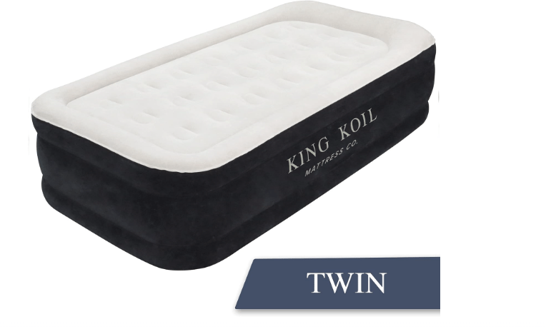 King Koil Luxury Twin Air Mattress with Built in Pump, 20” Double High Twin Size Premium Airbed, Inflatable Blow Up Mattress, Waterproof, 1-Year Warranty