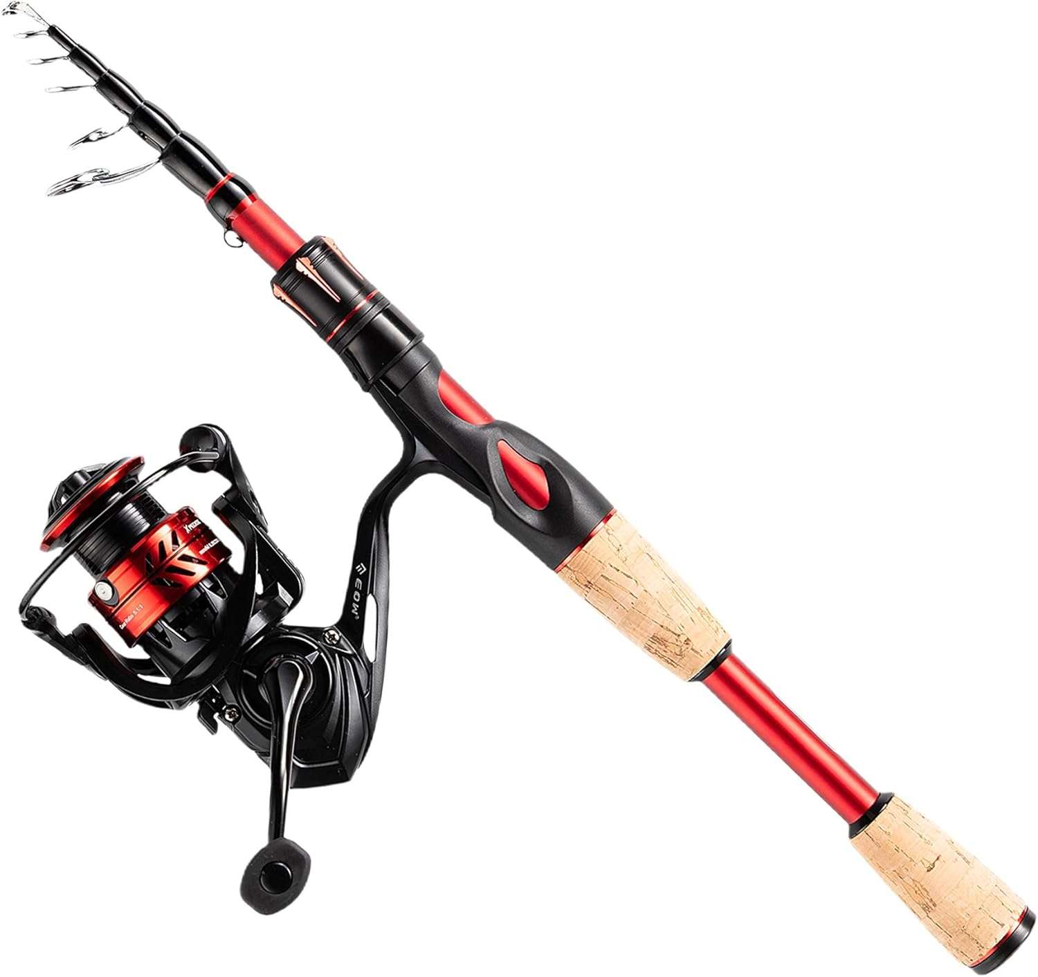 EOW XPEDITE LITE Portable Telescopic Fishing Rods & Combo, Spinning & Casting Fishing Poles, 24T Carbon Rod Blanks, Solid Carbon Tip, Split Cork Grips, Travel Rod, Combos with 5+1BB Spinning Reel
