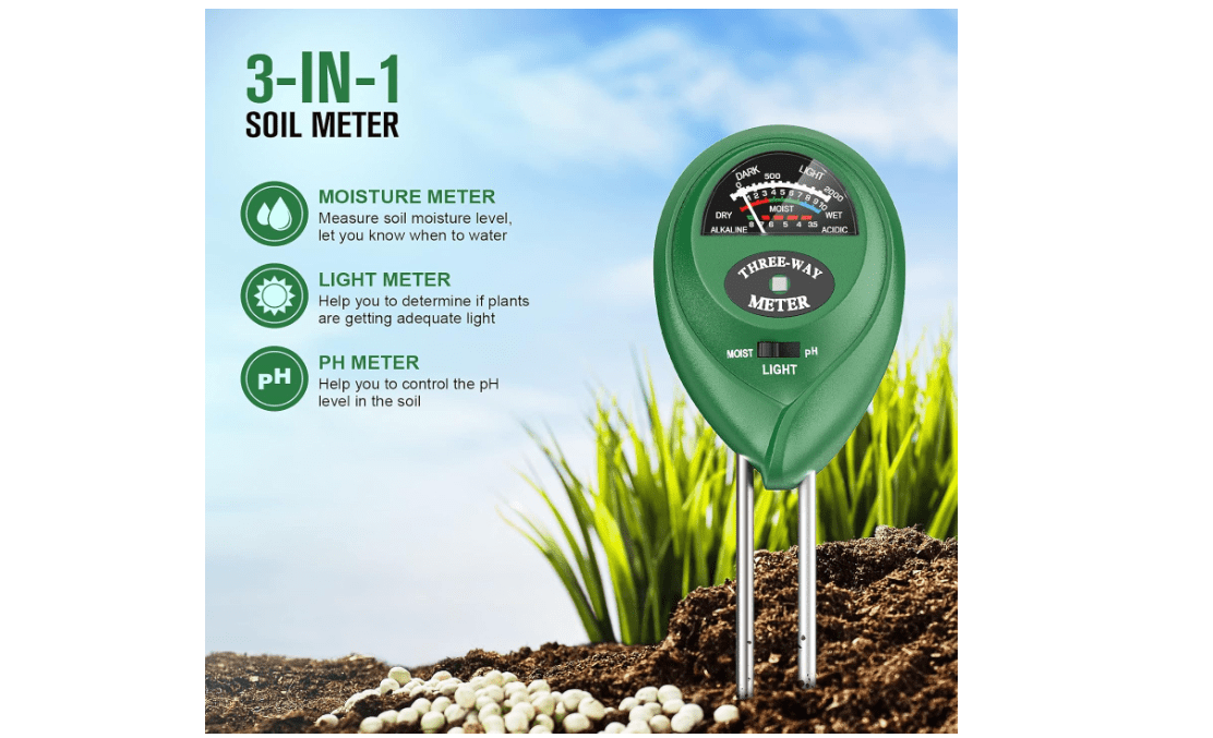 Atree Soil pH Meter, 3-in-1 Soil Tester Kits with Moisture,Light and PH Test for Garden, Farm, Lawn, Indoor & Outdoor (No Battery Needed) 