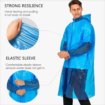 Rain Ponchos for Adults, Clear Family Pack - Disposable Rain Poncho for Women and Men with Drawstring Hood