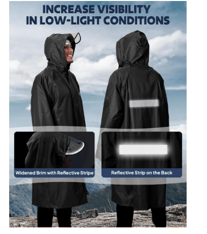 ANYOO Hood Rain Poncho Waterproof Lightweight Raincoat for Men Women Adult with Pocket for Hiking Camping Outdoor Activities