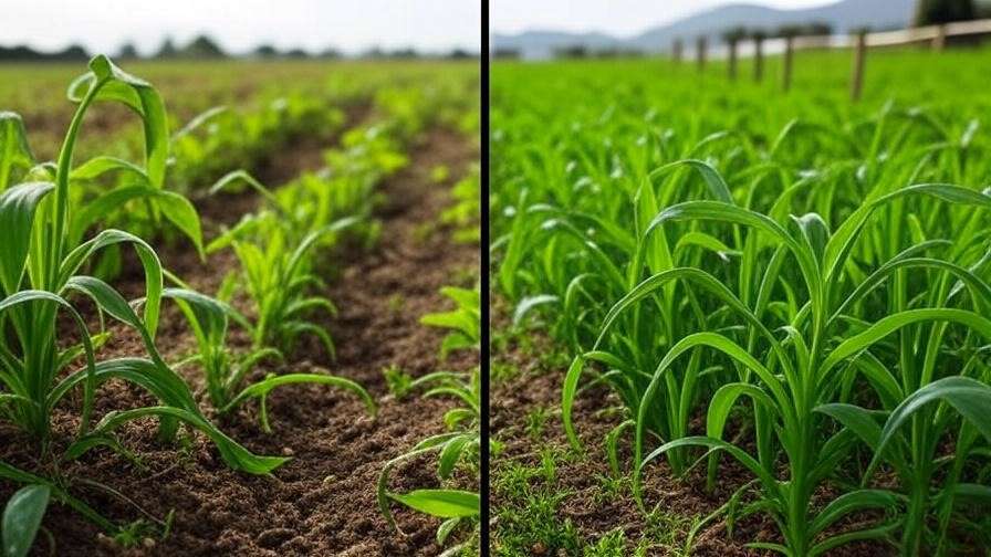 Before and after view of organic farm with liberty pest control.