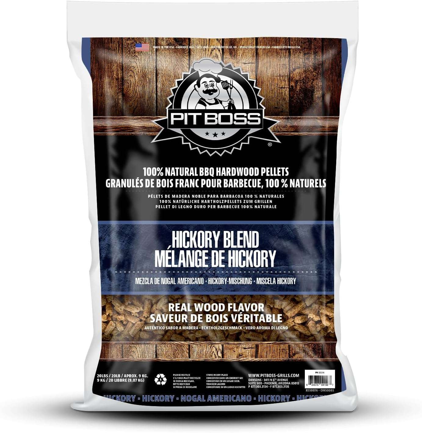 Pit Boss (20 pound Hickory Blend) All Natural Hardwood BBQ Wood Pellets for Pellet Grills and Smokers