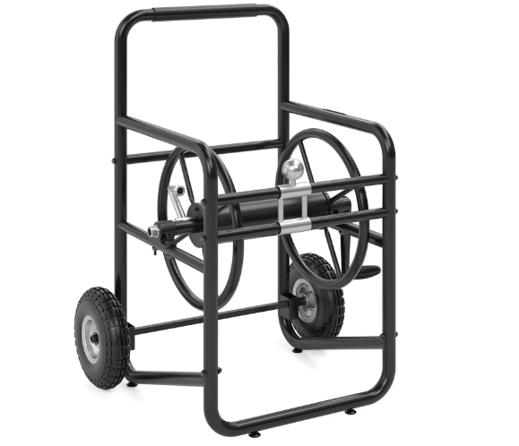 uncast 200' Pro Hose Reel Cart with Flat-Free Rubber Tires, Outdoor Weather-Resistant Steel Garden Hose Reel Cart, 200' of 5/8" Hose Capacity, Made in the USA