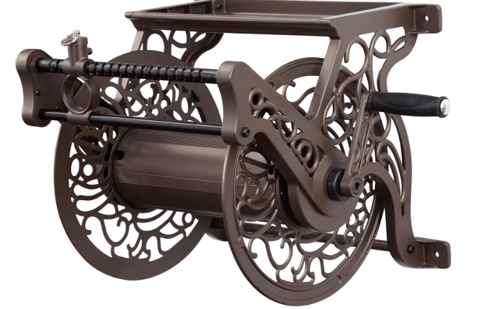 Liberty Garden 707 Decorative Wall Mount Garden Guide Hose Reel, Bronze