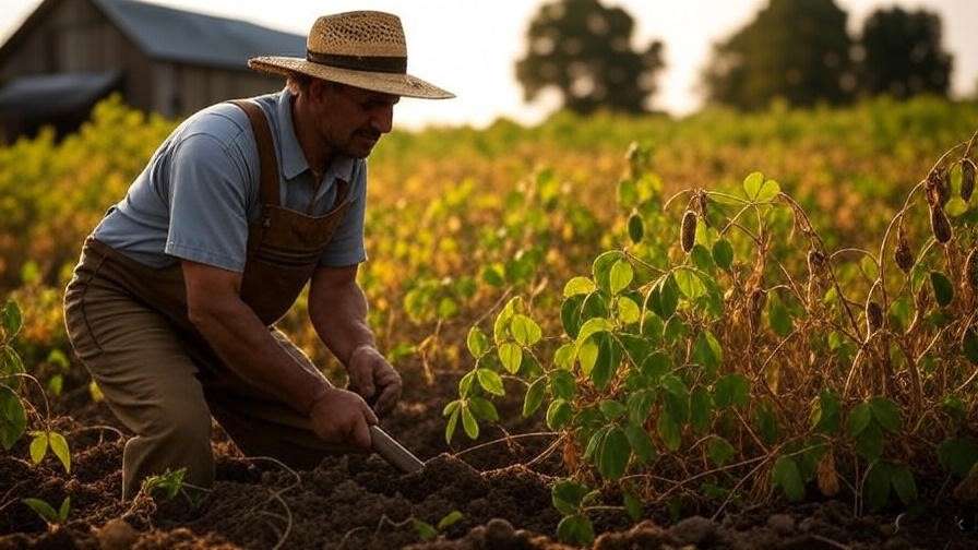 Harvesting mature organic peanuts from sustainable soil