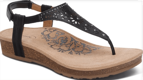 Aetrex Evelyn Casual Leather Thong Sandals for Women - Plantar Fasciitis Relief Flats Arch Support Sandals Women's with Fully Adjustable Back Strap
