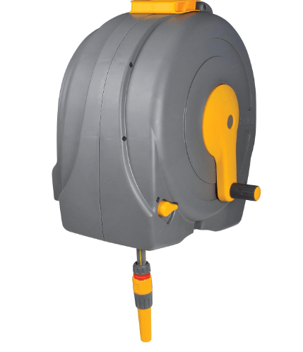 Hozelock - Wall-Mounted Fast Reel 40 m : Easy Rewinding with its Integrated Hose Guide System, Supplied with Hose Guide, Assembled and Ready to Use, 2496, Multicolour
