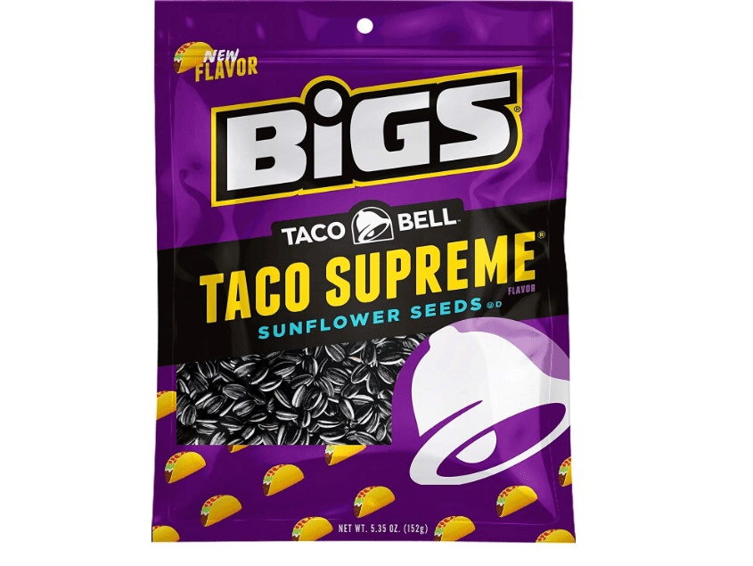 BIGS Sunflower Seeds, Taco Bell Taco Supreme Flavor, 5.35 oz. (Pack of 12) 