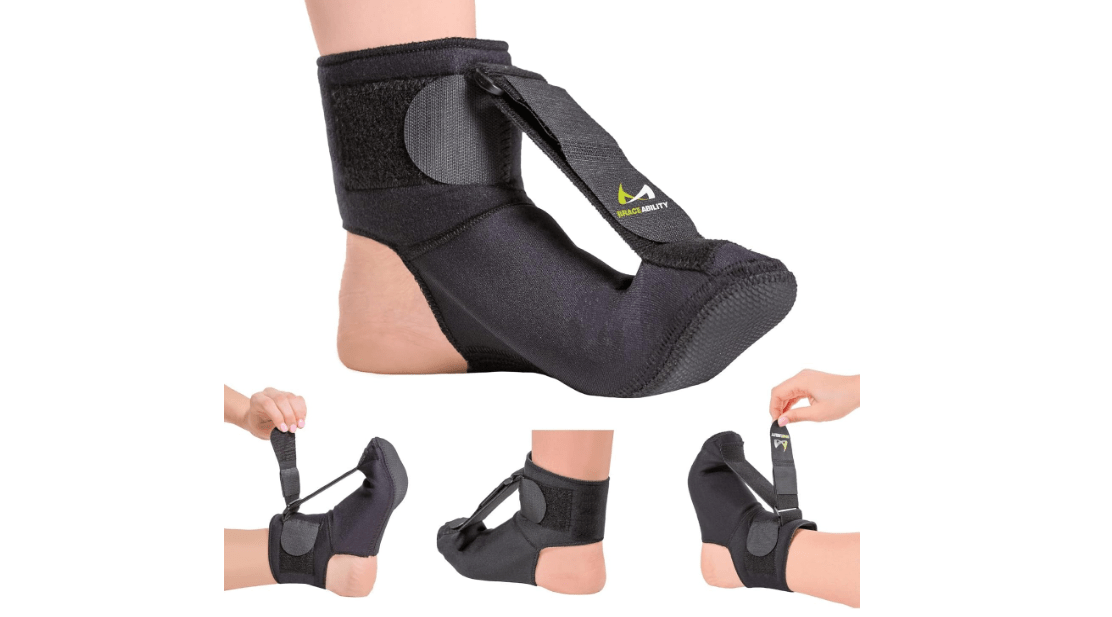 BraceAbility Plantar Fasciitis Night Splint Sock - Soft Plantar Fascia Boot for Sleeping, Achilles Tendonitis Relief, Foot Drop, Heel Pain - Planter