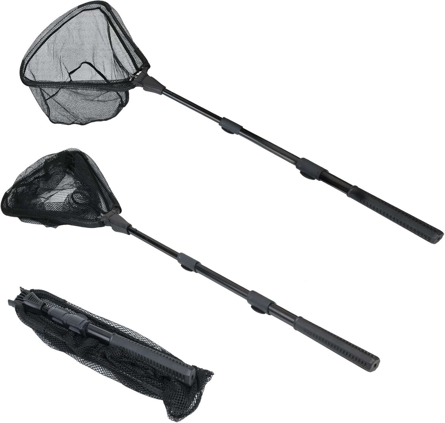 RESTCLOUD Fishing Landing Net with Telescoping Pole Handle, Fishing net Freshwater for Kids Men Women, Extend to 40-63 Inches
