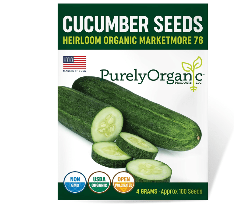 Organic Cucumber Seeds (Marketmore 76) - Approx 100 Seeds - USDA Organic, Non-GMO, Open Pollinated, Heirloom, USA Origin
