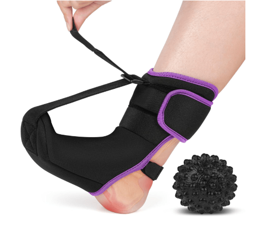  Plantar Fasciitis Night Splint Sock with Massage Ball for Tension Relief, Alleviate Pain from Plantar Fasciitis, Arch Pain, Heel Spur, Foot-drop and...
