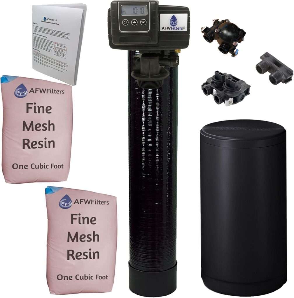 AFWFilters Iron Pro 2 Combination Water Softener Iron Filter Fleck 5600SXT Digital Metered Valve 64,000 Grain - High Flow for Whole House Use - Removes Hardness, Iron, Manganese, Sediment, Rust 