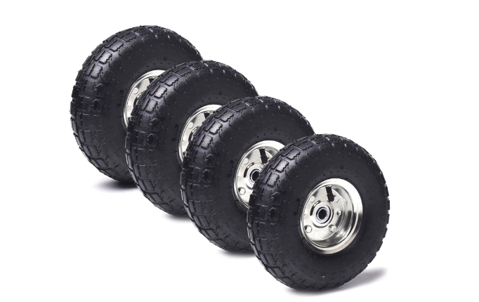 (4 Pack) AR-PRO 10" Heavy-Duty Replacement Tire and Wheel - 4.10/3.50-4" with 10" Inner Tube, 5/8" Axle Bore Hole, 2.2" Offset Hub and Double Sealed Bearings for Hand Trucks and Gorilla Cart